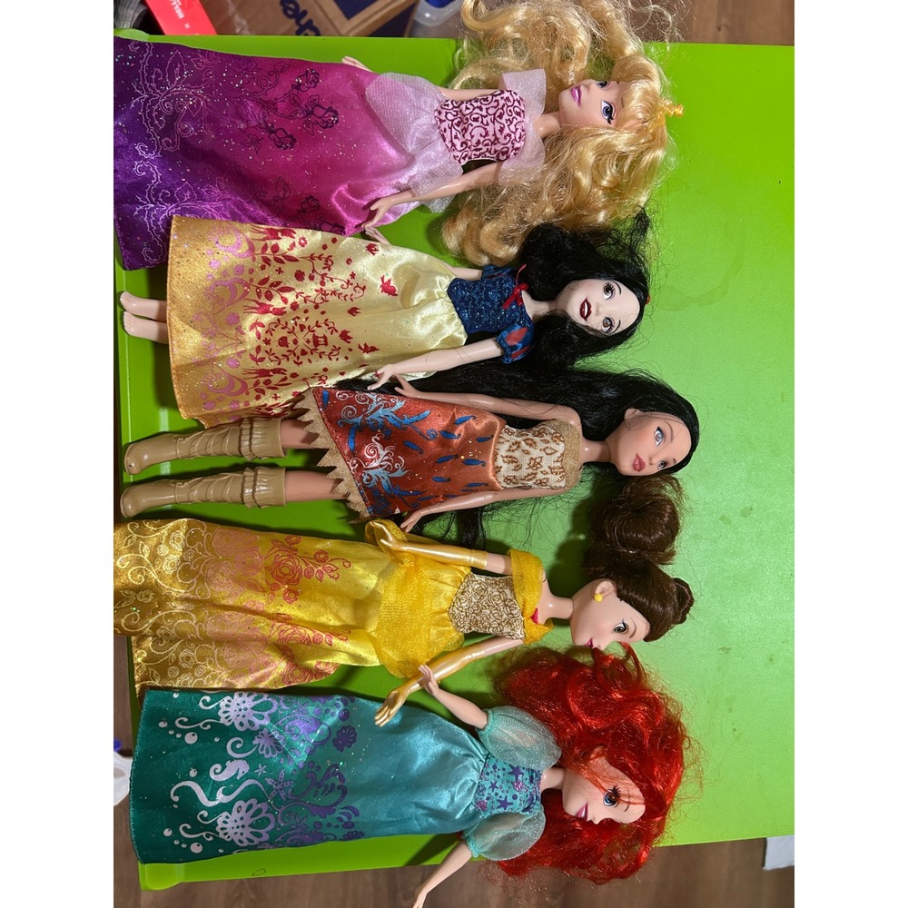 Disney Princess Doll Lot of 5 Ariel Belle Aurora‎ Snow White Pocahontas 12 inch